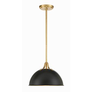 Soto One Light Pendant in Matte Black   Antique Gold by Crystorama