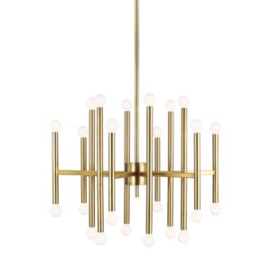 Visual Comfort Studio Beckham Modern 24-Light Multi-Tier Chandelier in Burnished Brass by Thomas O'Brien