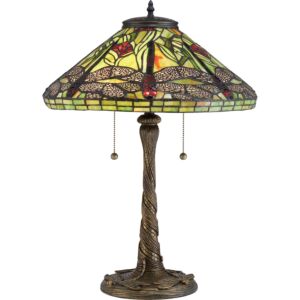 Jungle Dragonfly Two Light Table Lamp in Architectural Bronze by Quoizel