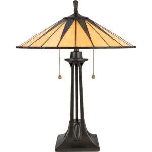 Gotham Two Light Table Lamp in Vintage Bronze by Quoizel