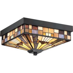 Inglenook Three Light Flush Mount in Valiant Bronze by Quoizel