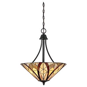 Victory Three Light Pendant in Valiant Bronze by Quoizel