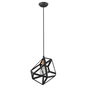 Hedron 1-Light Pendant in Matte Black