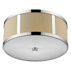 Butler 2-Light Polished Chrome Pendant With Coarse Cream Linen Shade And Opal Acrylic Diffuser