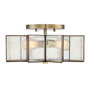 Msemi Two Light SemiFlush Mount in Natural Brass by Meridian