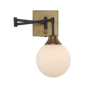 Mscon One Light Wall Sconce in Oiled Rubbed Bronzeith Natural Brass by Meridian