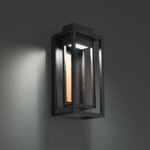 Dorne 1-Light LED Outdoor Wall Sconce in Black with Aged Brass