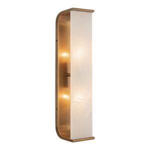 Abbott 2-Light Bathroom Vanity Light in Vintage Brass with Alabaster