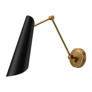 Gabriel 1-Light Bathroom Vanity Light in Matte Black with Aged Gold