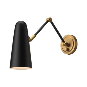 Daniel 1-Light Bathroom Vanity Light in Matte Black with Aged Gold