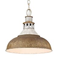 Kinsley One Light Pendant in Aged Galvanized Steel by Golden