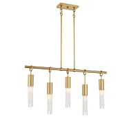 Chelsea Five Light Linear Chandelier in Warm Brass by Savoy House