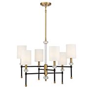 Savoy House Tivoli 6 Light Chandelier in Matte Black with Warm Brass Accents