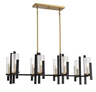 Savoy House Midland 8 Light Linear Chandelier in Matte Black with Warm Brass Accents