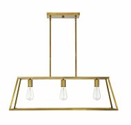 Savoy House Denton 3 Light Linear Chandelier in Warm Brass