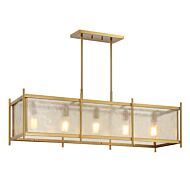 Jacobs Five Light Linear Chandelier in Warm Brass by Savoy House