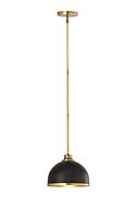 Z Lite Landry 1 Light Pendant Light In Matte Black With Rubbed Brass