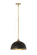 Z Lite Landry 1 Light Pendant Light In Matte Black With Rubbed Brass