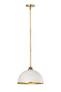 Z-Lite Landry 1-Light Pendant Light In Matte White With Rubbed Brass