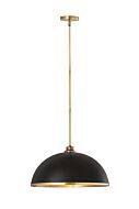 Z Lite Landry 1 Light Pendant Light In Matte Black With Rubbed Brass