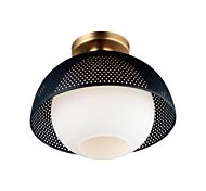 Perf One Light Flush Mount in Black   Satin Brass by Maxim