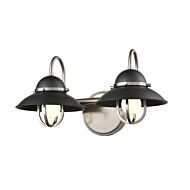 DVI Peggy'S Cove 2-Light Bathroom Vanity Light in Graphite and Satin Nickel