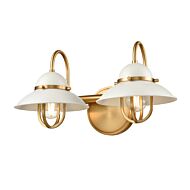 DVI Peggy'S Cove 2-Light Bathroom Vanity Light in Matte White and Venetian Brass