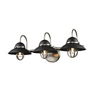 DVI Peggy'S Cove 3-Light Bathroom Vanity Light in Graphite and Satin Nickel