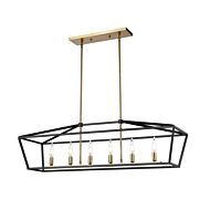 DVI Cabot Trail 6-Light Linear Pendant in Brass and Graphite