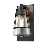 DVI Lake Of The Woods Outdoor 1-Light Wall Sconce in Black and Ironwood