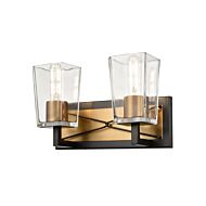 DVI Riverdale 2-Light Bathroom Vanity Light in Brass and Graphite