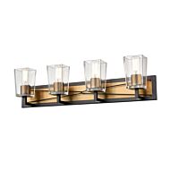 DVI Riverdale 4-Light Bathroom Vanity Light in Brass and Graphite