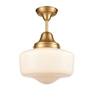 DVI Schoolhouse 1-Light Semi-Flush Mount in Venetian Brass