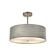 Textile 3-Light Drum Pendant in Pewter, Nickel, Silver