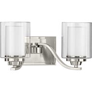 Kene 2-Light Bathroom Vanity Light in Brushed Nickel