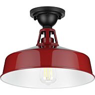 Cedar Springs 1-Light Semi-Flush Mount in Red