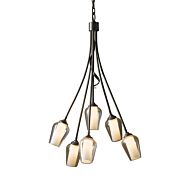 Hubbardton Forge 31 Inch 6 Light Flora Chandelier in Dark Smoke