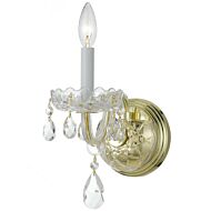 Crystorama Traditional Crystal 9 Inch Wall Sconce in Polished Brass with Clear Spectra Crystals