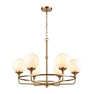 Beverly Hills 6-Light Chandelier in Satin Brass