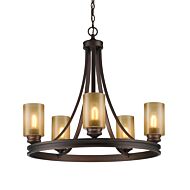 Golden Lighting Hidalgo 5 Light Chandelier in Sovereign Bronze w/ Regal Glass