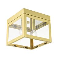 Nyack 2-Light Flush Mount in Satin Brass