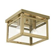 Milford 2-Light Flush Mount in Antique Brass