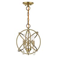 Aria 3-Light Convertible Chandelier with Semi-Flush in Antique Brass