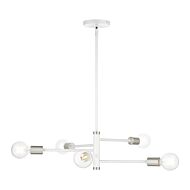 Bannister 5-Light Chandelier in White w with Brushed Nickels