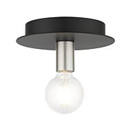 Hillview 1-Light Flush Mount in Black w with Brushed Nickels