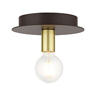 Hillview 1-Light Flush Mount in Bronze w with Satin Brasss