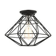 Knox 1-Light Flush Mount in Black w with Brushed Nickels