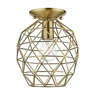 Geometrix 1-Light Flush Mount in Antique Brass