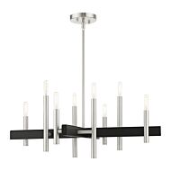 Denmark 8-Light Chandelier in Brushed Nickel w with Blacks