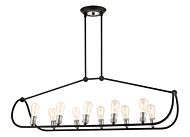 Archer 10-Light Linear Chandelier in Textured Black w with Brushed Nickels